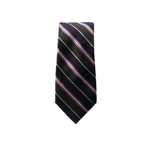 New Joseph Abboud Silk Black & Purple Stripe Tie